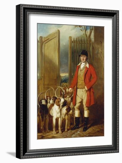 A Kennel Huntsman and Hounds Outside a Dray-Yard-George Sebright-Framed Giclee Print