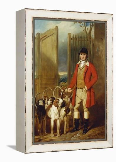 A Kennel Huntsman and Hounds Outside a Dray-Yard-George Sebright-Framed Premier Image Canvas