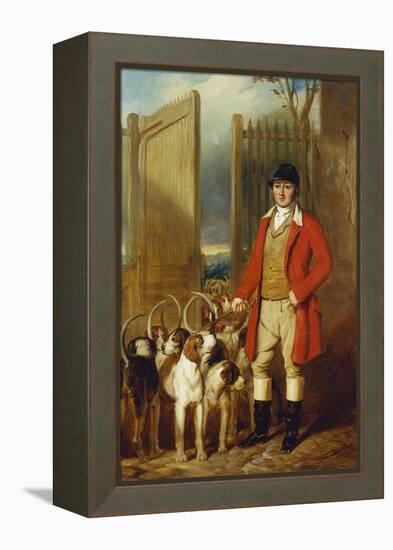 A Kennel Huntsman and Hounds Outside a Dray-Yard-George Sebright-Framed Premier Image Canvas