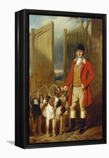 A Kennel Huntsman and Hounds Outside a Dray-Yard-George Sebright-Framed Premier Image Canvas