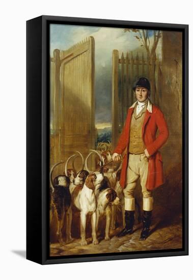 A Kennel Huntsman and Hounds Outside a Dray-Yard-George Sebright-Framed Premier Image Canvas