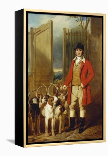 A Kennel Huntsman and Hounds Outside a Dray-Yard-George Sebright-Framed Premier Image Canvas