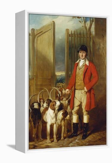 A Kennel Huntsman and Hounds Outside a Dray-Yard-George Sebright-Framed Premier Image Canvas