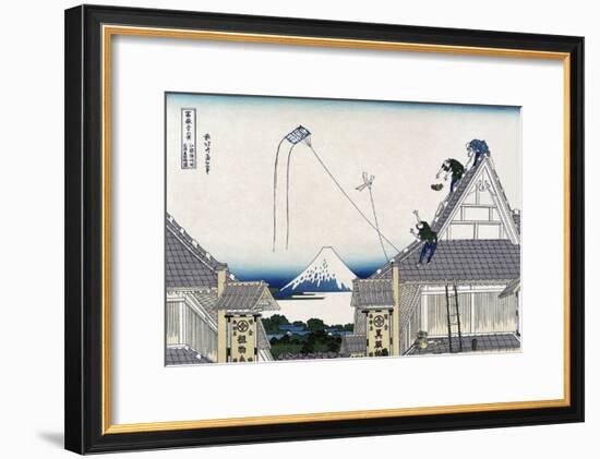 A Ketch of the Mitsui Shop in Surugstreet in Edo-Katsushika Hokusai-Framed Art Print