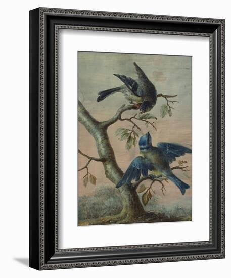 A Kingfisher on a Sapling; and a Blue Tit with a Finch on a Sapling-Christoph Ludwig Agricola-Framed Giclee Print