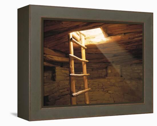 A Kiva Ladder and Sun Rays in a Kiva at Mesa Verde Nat'L Park, Co-null-Framed Premier Image Canvas