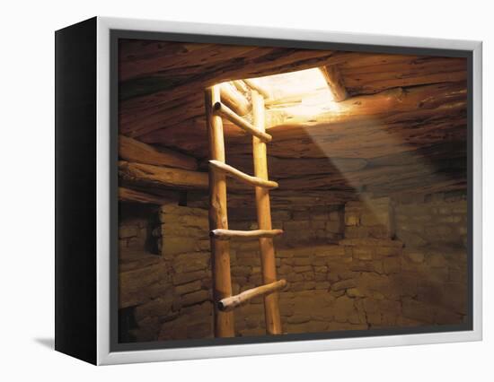 A Kiva Ladder and Sun Rays in a Kiva at Mesa Verde Nat'L Park, Co-null-Framed Premier Image Canvas