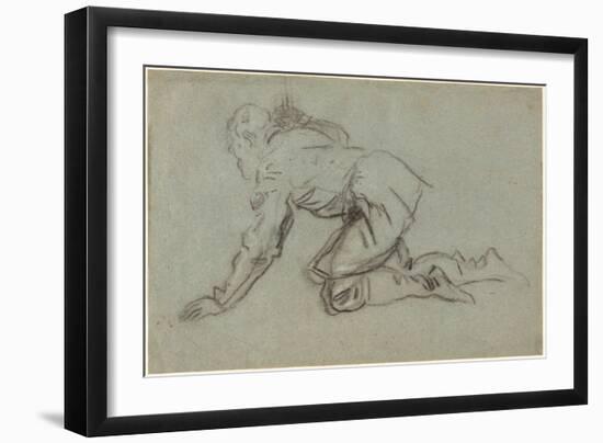 A Kneeling Man Holding a Staff, c.1554-56-Jacopo Robusti Tintoretto-Framed Giclee Print