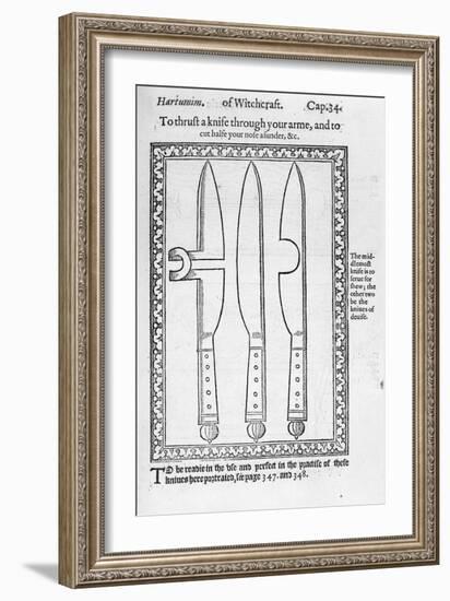 A Knife Trick (Engraving) (B/W Photo)-English-Framed Giclee Print