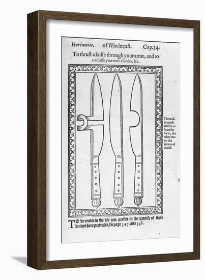 A Knife Trick (Engraving) (B/W Photo)-English-Framed Giclee Print