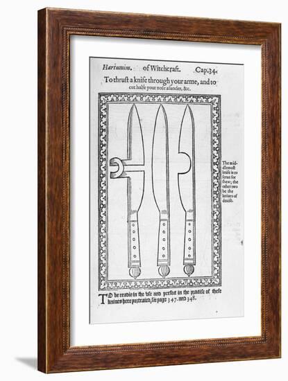 A Knife Trick (Engraving) (B/W Photo)-English-Framed Giclee Print