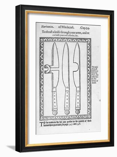 A Knife Trick (Engraving) (B/W Photo)-English-Framed Giclee Print