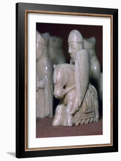 A Knight - The Lewis Chessmen, (Norwegian?), c1150-c1200. Artist: Unknown-Unknown-Framed Giclee Print