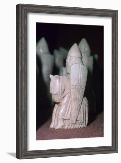 A Knight - The Lewis Chessmen, (Norwegian?), c1150-c1200. Artist: Unknown-Unknown-Framed Giclee Print