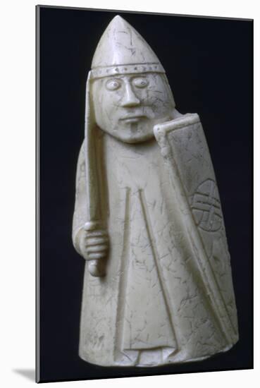 A Knight - The Lewis Chessmen, (Norwegian?), c1150-c1200. Artist: Unknown-Unknown-Mounted Giclee Print