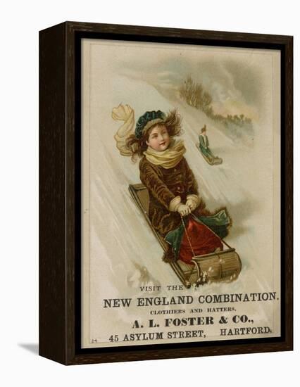 A. L. Foster & Co., A Girl on a Toboggan Sledding Down Hill, National Museum of American History-null-Framed Stretched Canvas