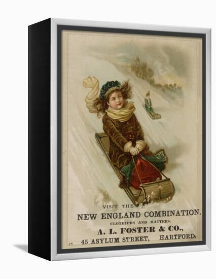 A. L. Foster & Co., A Girl on a Toboggan Sledding Down Hill, National Museum of American History-null-Framed Stretched Canvas