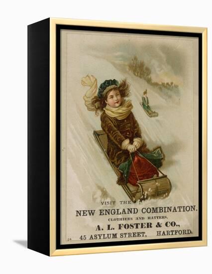A. L. Foster & Co., A Girl on a Toboggan Sledding Down Hill, National Museum of American History-null-Framed Stretched Canvas
