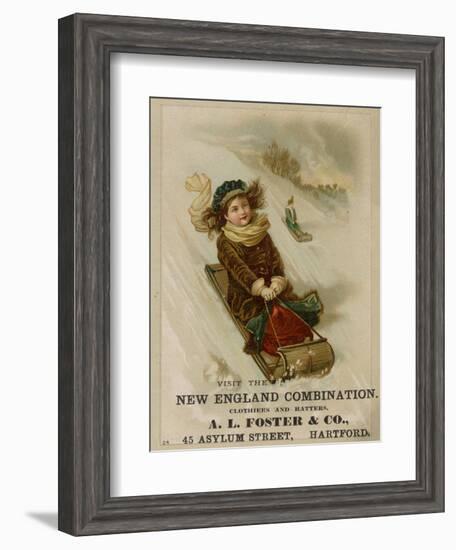 A. L. Foster & Co., A Girl on a Toboggan Sledding Down Hill, National Museum of American History-null-Framed Art Print