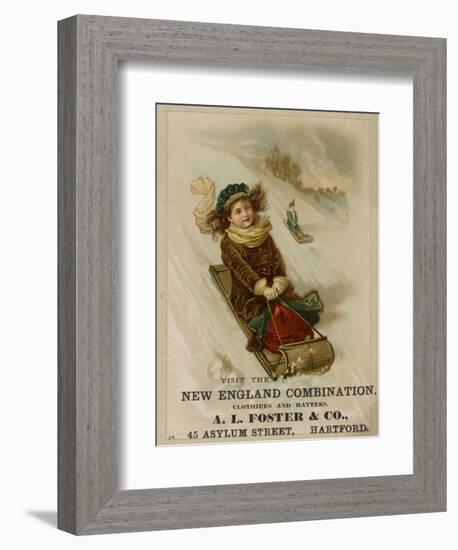 A. L. Foster & Co., A Girl on a Toboggan Sledding Down Hill, National Museum of American History-null-Framed Art Print