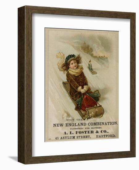 A. L. Foster & Co., A Girl on a Toboggan Sledding Down Hill, National Museum of American History-null-Framed Art Print