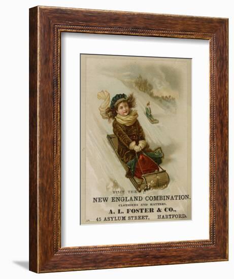 A. L. Foster & Co., A Girl on a Toboggan Sledding Down Hill, National Museum of American History-null-Framed Art Print