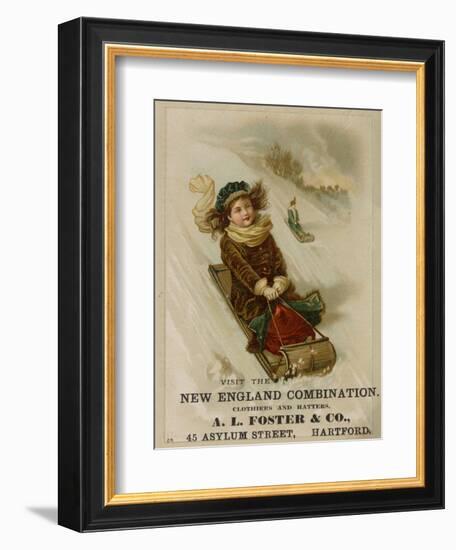 A. L. Foster & Co., A Girl on a Toboggan Sledding Down Hill, National Museum of American History-null-Framed Art Print