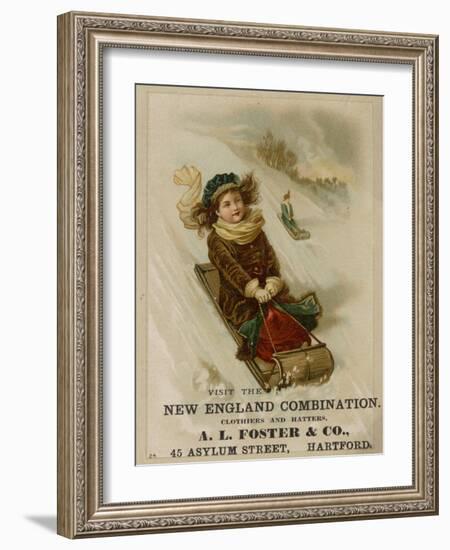 A. L. Foster & Co., A Girl on a Toboggan Sledding Down Hill, National Museum of American History-null-Framed Art Print