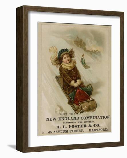 A. L. Foster & Co., A Girl on a Toboggan Sledding Down Hill, National Museum of American History-null-Framed Art Print