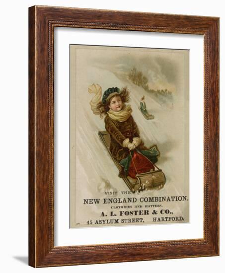 A. L. Foster & Co., A Girl on a Toboggan Sledding Down Hill, National Museum of American History-null-Framed Art Print