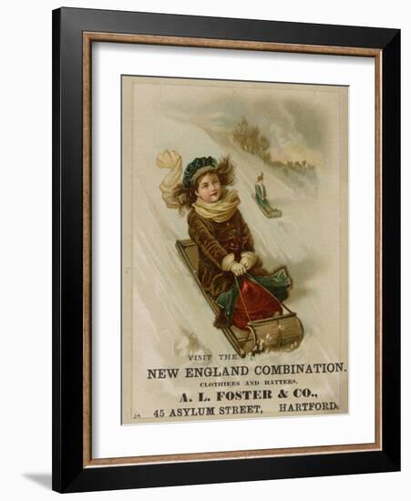 A. L. Foster & Co., A Girl on a Toboggan Sledding Down Hill, National Museum of American History-null-Framed Art Print