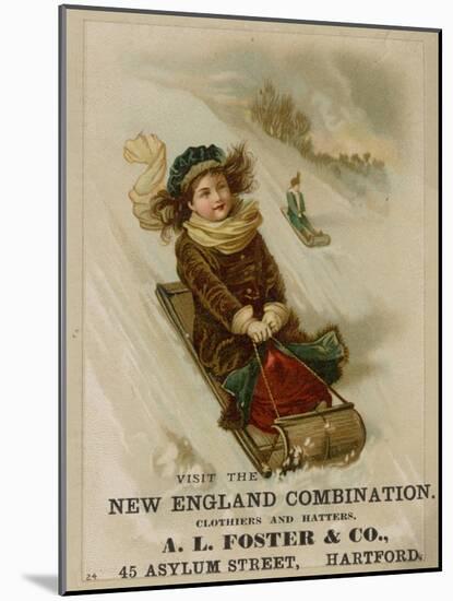 A. L. Foster & Co., A Girl on a Toboggan Sledding Down Hill, National Museum of American History-null-Mounted Art Print