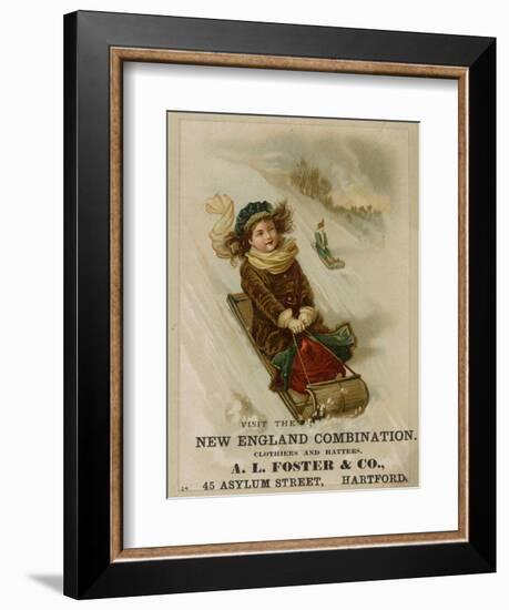 A. L. Foster & Co., A Girl on a Toboggan Sledding Down Hill, National Museum of American History-null-Framed Premium Giclee Print