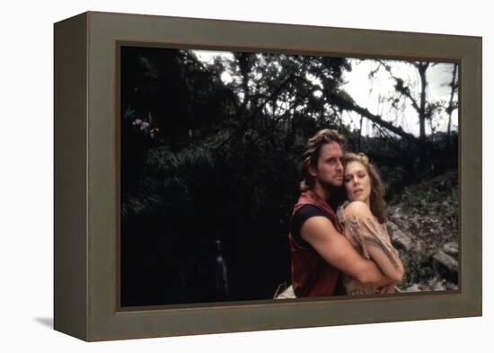 A la poursuite du diamant vert Romancing the stone by Robert Zemeckis with Michael Douglas and Kath-null-Framed Stretched Canvas