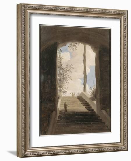 A la villa Farnèse : l'escalier-Pierre Henri de Valenciennes-Framed Giclee Print