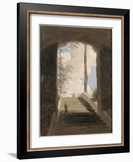 A la villa Farnèse : l'escalier-Pierre Henri de Valenciennes-Framed Giclee Print