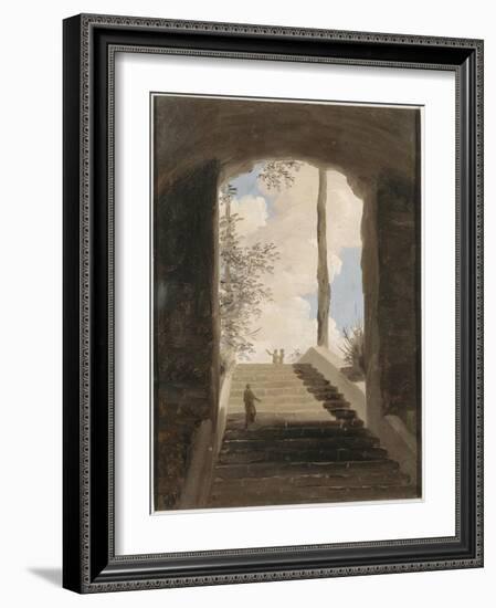 A la villa Farnèse : l'escalier-Pierre Henri de Valenciennes-Framed Giclee Print