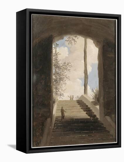 A la villa Farnèse : l'escalier-Pierre Henri de Valenciennes-Framed Premier Image Canvas