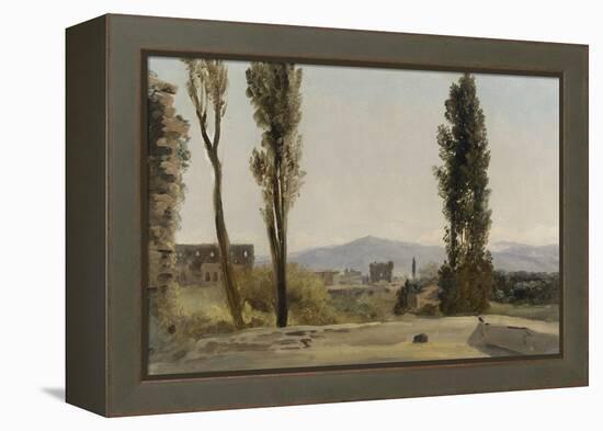 A la villa Farnèse : les trois peupliers et le Mont Latium-Pierre Henri de Valenciennes-Framed Premier Image Canvas