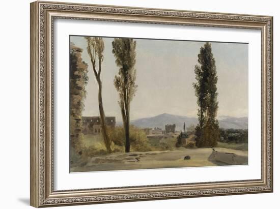 A la villa Farnèse : les trois peupliers et le Mont Latium-Pierre Henri de Valenciennes-Framed Giclee Print