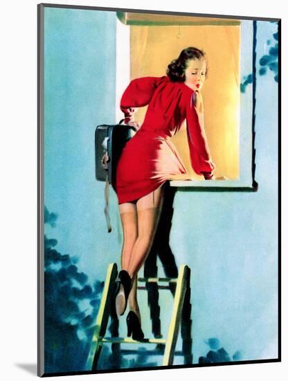 A Lad Her Problem Pin-Up 1940-Gil Elvgren-Mounted Art Print