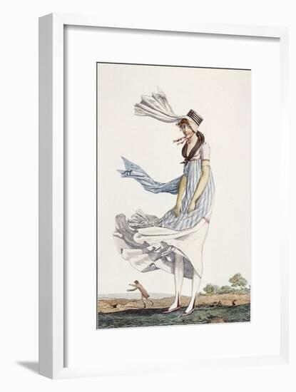 A Ladies Summer Promenade Dress, 1800 (Coloured Engraving)-Philibert Louis Debucourt-Framed Giclee Print