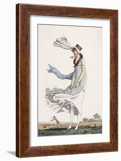 A Ladies Summer Promenade Dress, 1800 (Coloured Engraving)-Philibert Louis Debucourt-Framed Giclee Print