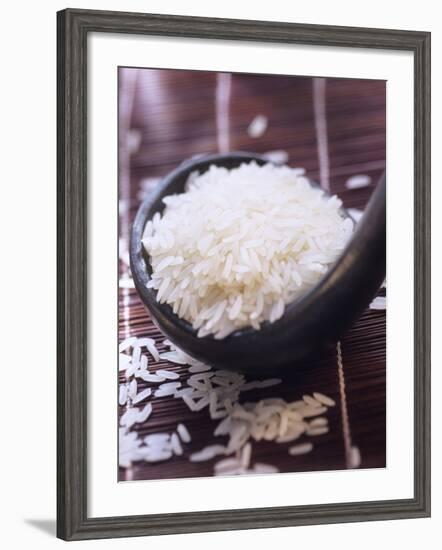 A Ladle of Uncooked Long Grain White Rice-null-Framed Photographic Print