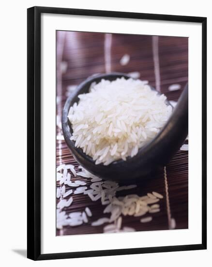 A Ladle of Uncooked Long Grain White Rice-null-Framed Photographic Print