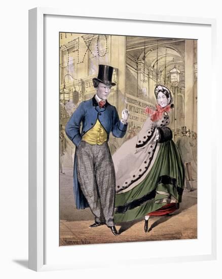 A Lady and a Gentleman by the Entrance to the Oxford Music Hall, Oxford St, Westminster, C1860-Concanen & Lee-Framed Giclee Print
