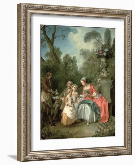 A Lady and a Gentleman in the Garden with Two Children c. 1742 (Detail)-Nicolas Lancret-Framed Giclee Print