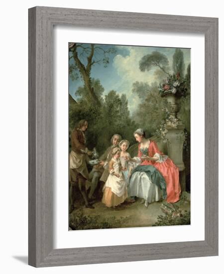 A Lady and a Gentleman in the Garden with Two Children c. 1742 (Detail)-Nicolas Lancret-Framed Giclee Print
