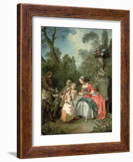 A Lady and a Gentleman in the Garden with Two Children c. 1742 (Detail)-Nicolas Lancret-Framed Giclee Print