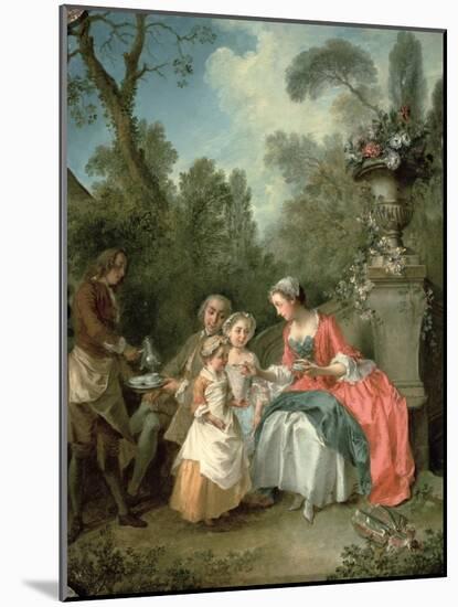 A Lady and a Gentleman in the Garden with Two Children c. 1742 (Detail)-Nicolas Lancret-Mounted Giclee Print